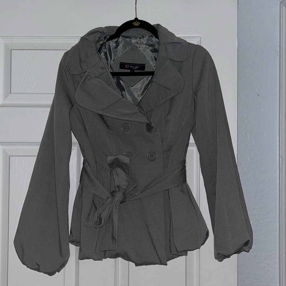Puff Sleeve Pea Coat Jacket